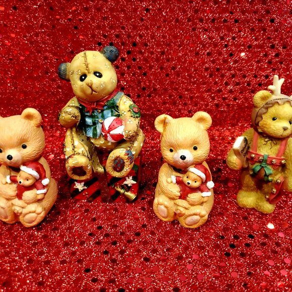 Lot 4 Teddy Bear Collectible Christmas Figurines incl. Cherished Teddies Rodney - Picture 3 of 6